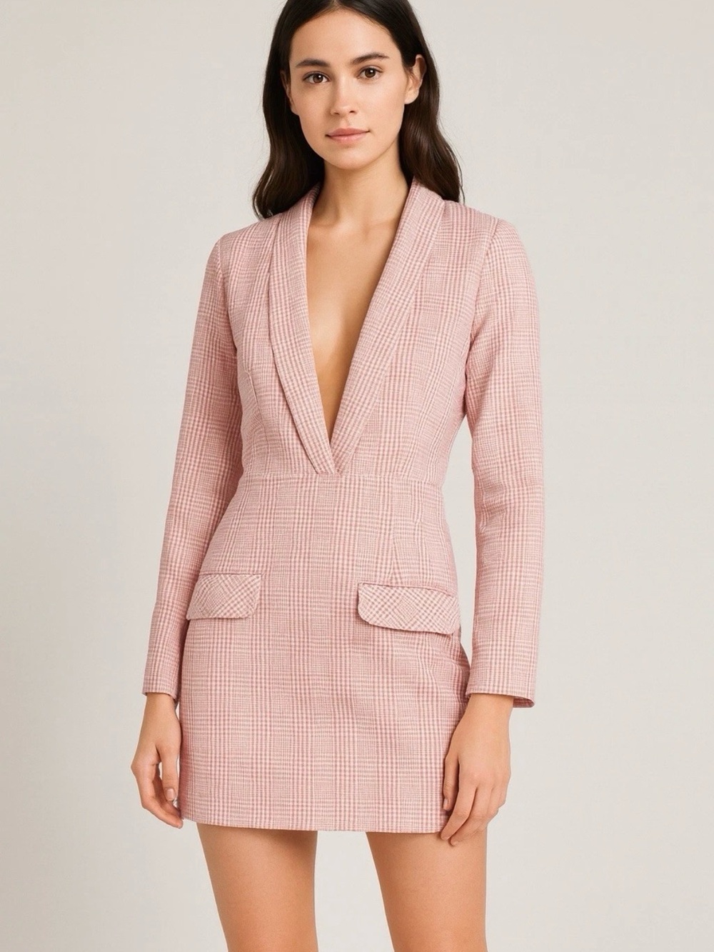 Choosy Pink Plaid Blazer Dress NWT C35